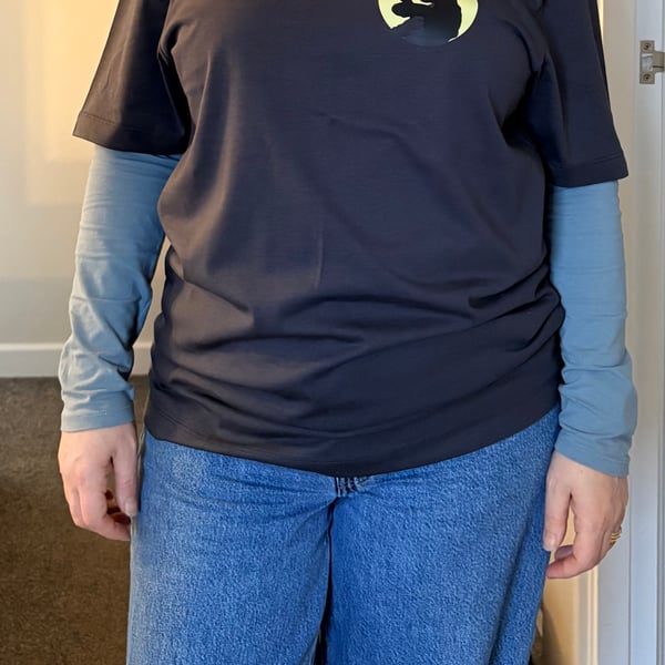 Dark Grey Cat Moon T Shirt with CEC Bovril Design Super Limited Edition