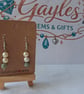 Pearl and green bead earrings
