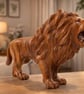 Hand-Carved Solid Wood Roaring Lion Sculpture Home Decor - Image 7