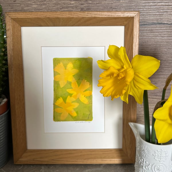 Daffodil Abstract number one. Monoprint - one of a kind