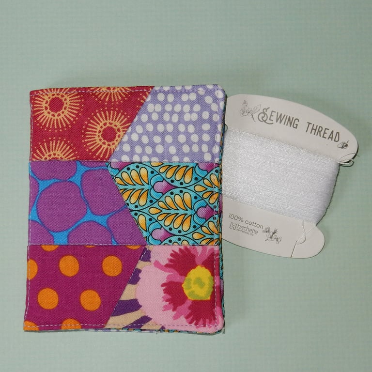 Needle case - bright patchwork pink and lilac