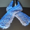 Blue and Grey Chunky Crochet Scarf