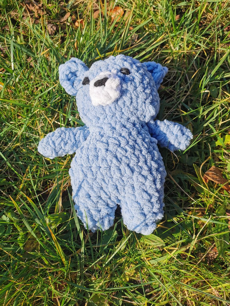 Crochet bear ("Freddy" - blue - handmade by Zara, age 9)