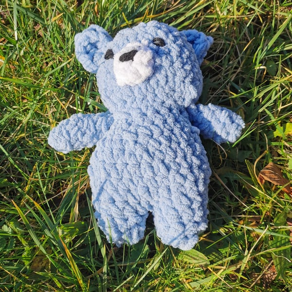 Crochet bear ("Freddy" - blue - handmade by Zara, age 9)