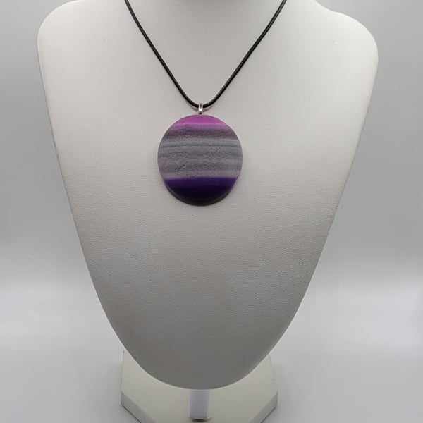 Polymer clay pendant necklace handmade jewellery 40 mm convex