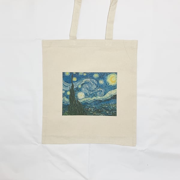 Starry Night by Vincent Van Gogh Canvas Tote Bag Famous Vintage Retro Art
