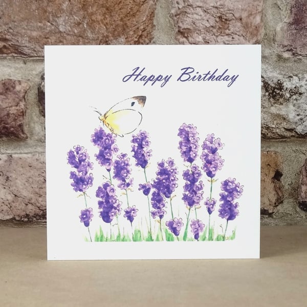 Birthday Card Lavender Butterfly Eco Friendly