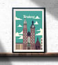 Krakow retro travel poster, Krakow print, Poland travel poster - Image 1