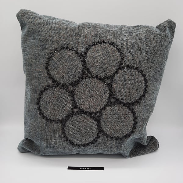 Square cushion maid-of - fabric and hand beaded. Free uk delivery. 