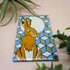 Decorative picture hare tile with moon and geometric background