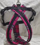 Stylish Pink Tartan Fleece Lined Dog Harness Handmade Comfort for Your Dog