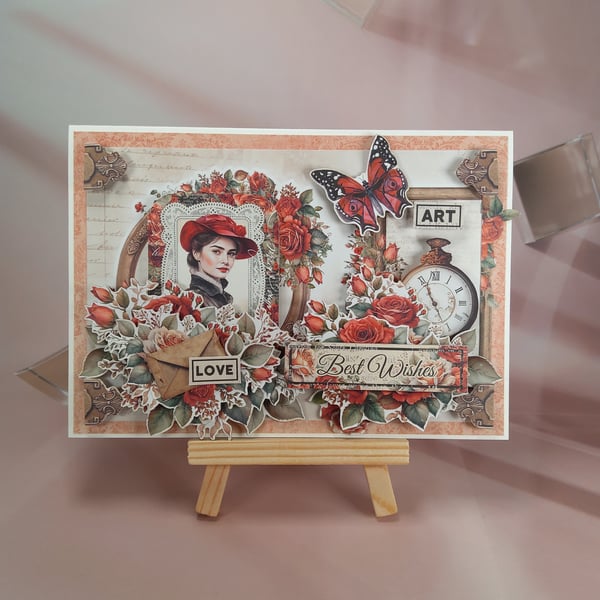 Handmade Vitage - Style Greeting Card (Y)