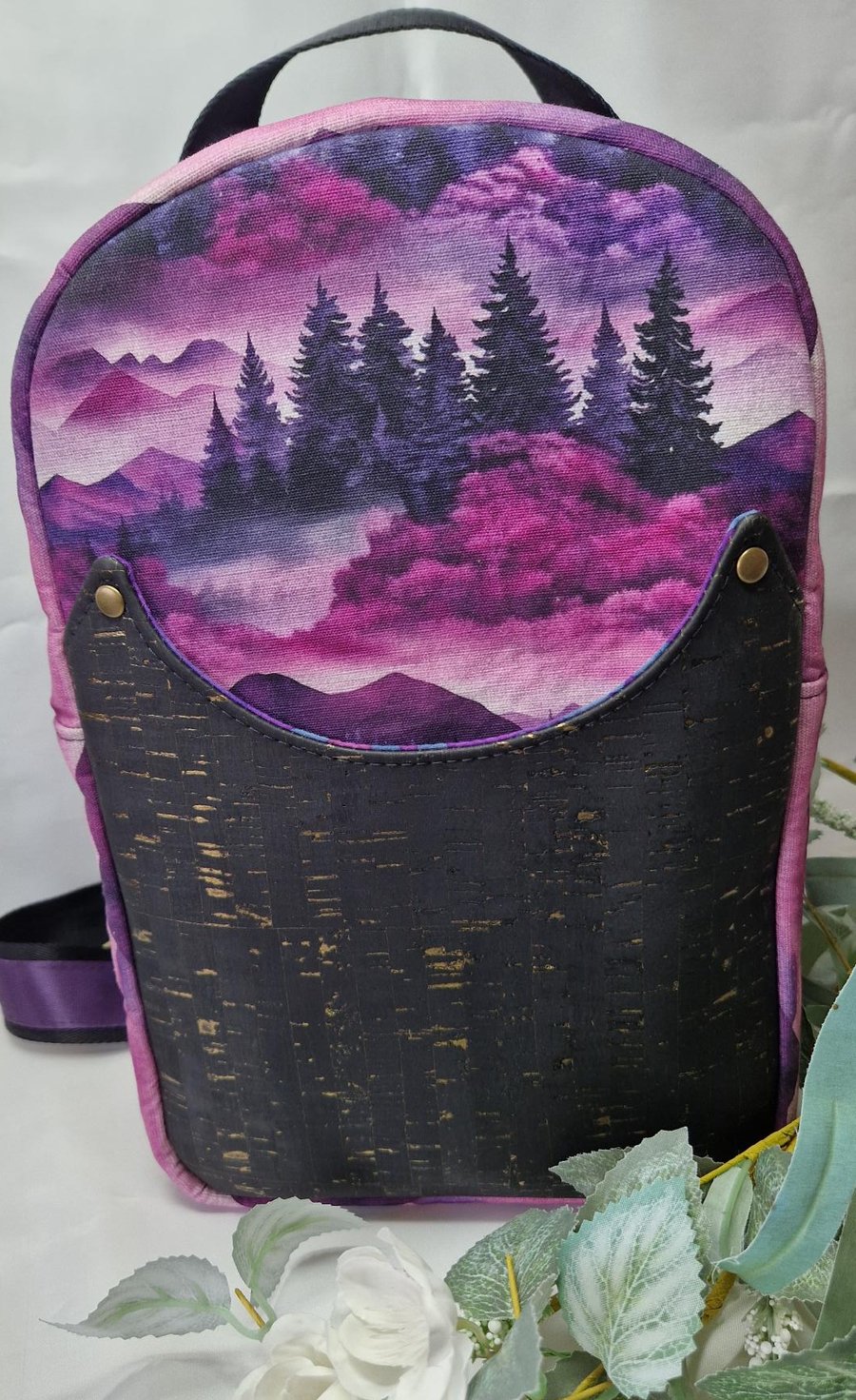 Sling Backpack in Water Resistant Canvas and Cork