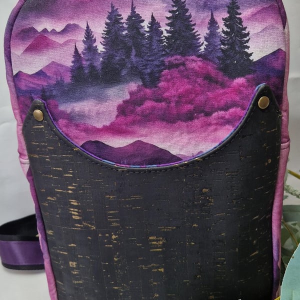 Sling Backpack in Water Resistant Canvas and Cork