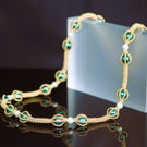 Long Gold and Green Captured Pearl Necklace