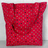 SALE: Tote Bag, shopping bag, spotty, red.