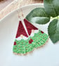 Handmade Christmas tree snow-gnome fringe earrings - Image 4