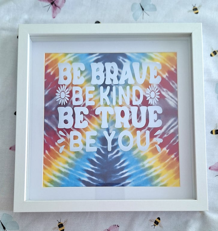 Positive Affirmations Be Brave Be Kind Be True Be You 3D Shadow Box Frame Decor