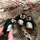 Hanging Copper Puffins - Set of 3 - festive birds nature inspired magical home