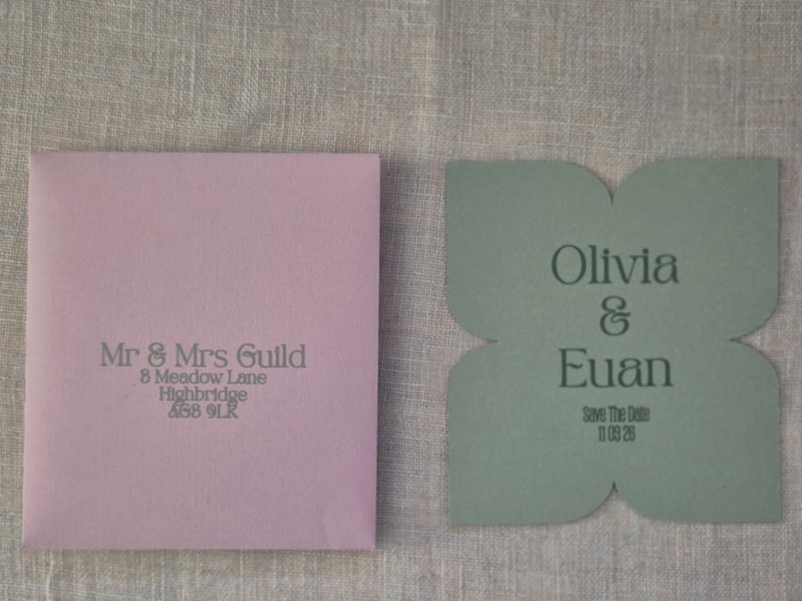 Save the date card & envelope