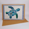 Fabric Collage 'Turtle' Greetings Card