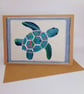 Fabric Collage Turtle Greetings Card - Birthday Card - Blank Card