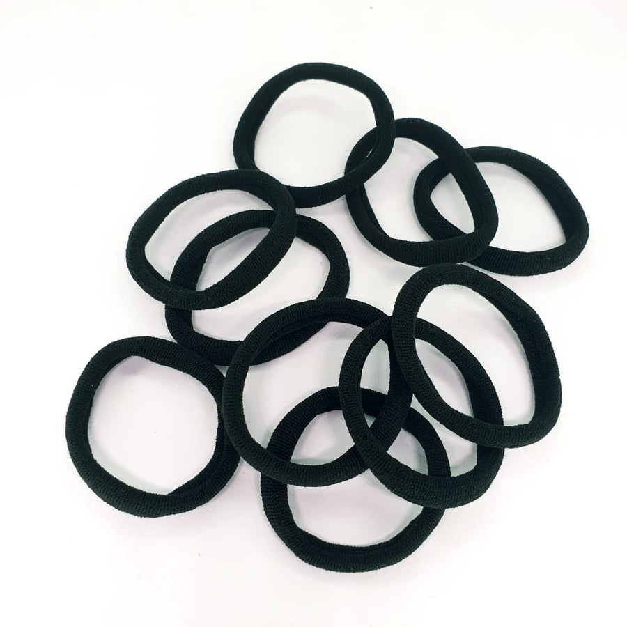 10 Pcs Black Thick Strong Hair Tie Women Soft Bobbles Band Ponytail Holder