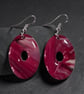 Raspberry Pink Polymer Clay Ovel Earrings 