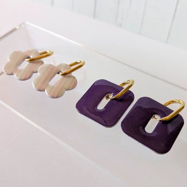 Pastel stripe duo earrings.
