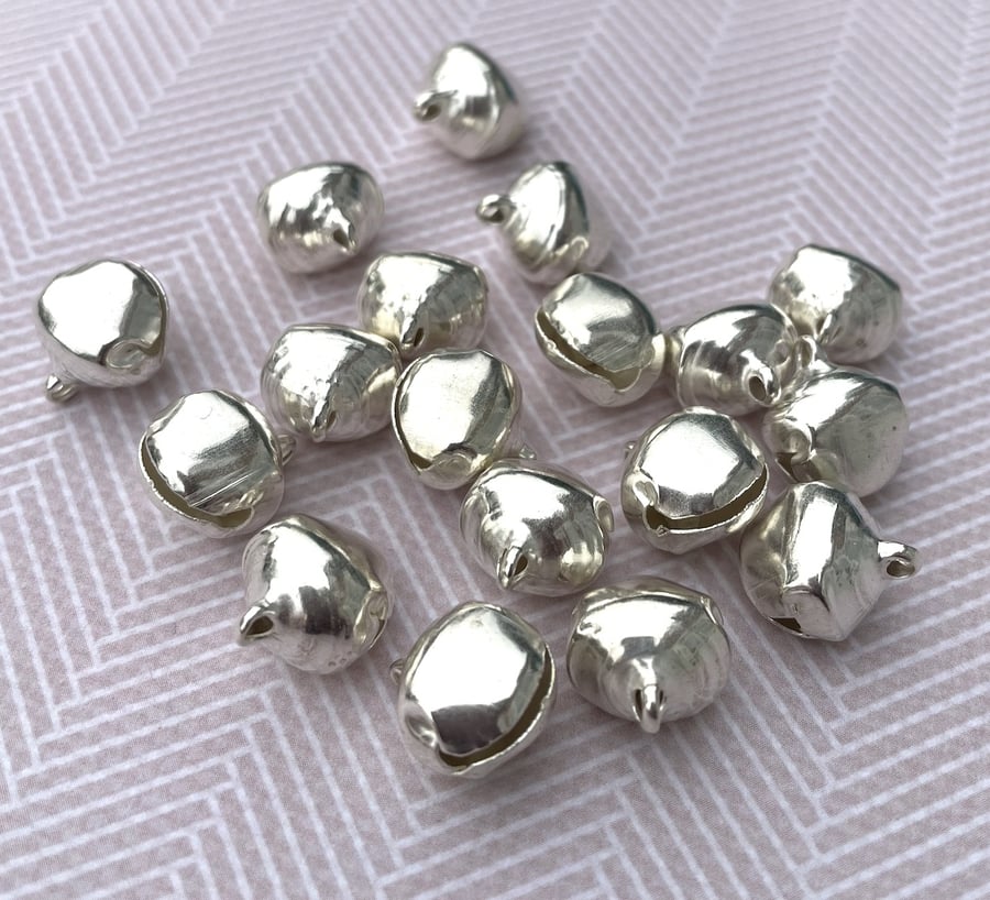 12mm Silver Jingle Bells with Loop Pack of 50