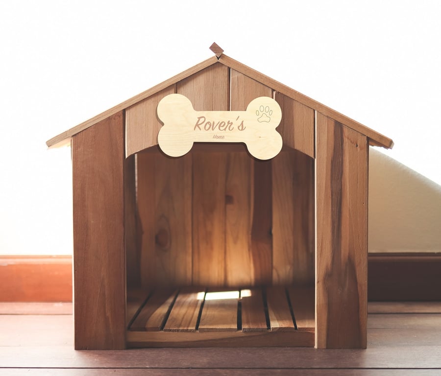 Personalised wooden dog bone plaque Dong Kennel Home RIP pet recently deceased 