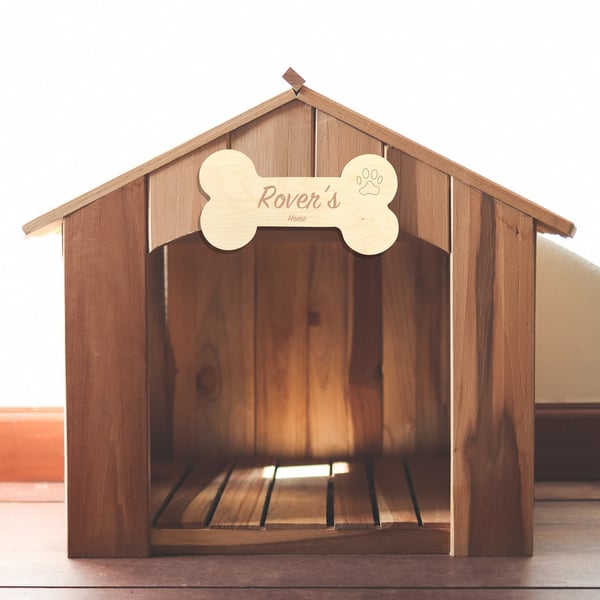 Personalised wooden dog bone plaque Dong Kennel Home RIP pet recently deceased 
