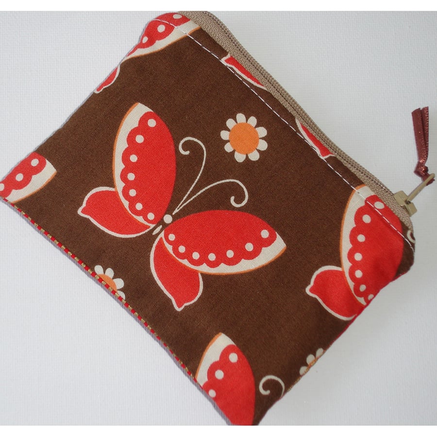 Brown Red and Orange Butterfly Purse Butterflies Vintage Retro