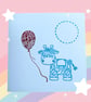 Personalised Cute boys blue Birthday card, cow, balloon, baby or young child. - Image 5