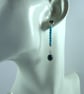 Earrings, Sterling Silver Long Droppers with Turquoise and Teal Pearl - Image 8