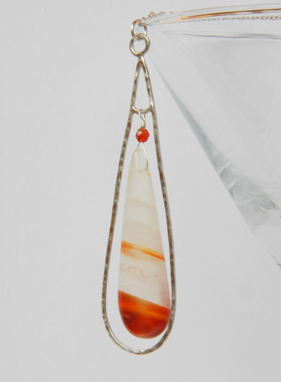 Sterling silver and banded agate frame pendant
