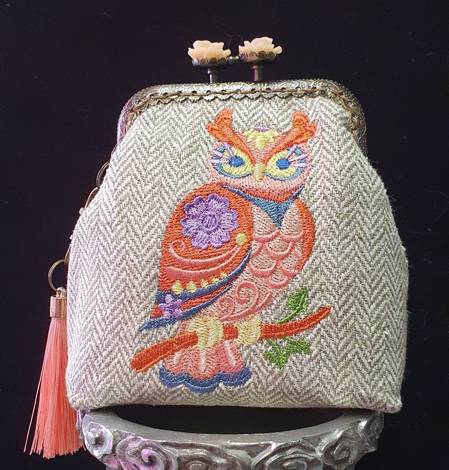 Flower Power Owl Coin Purse 