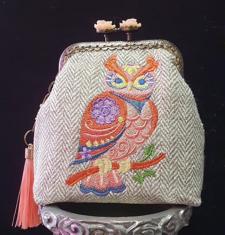 Flower Power Owl Coin Purse 