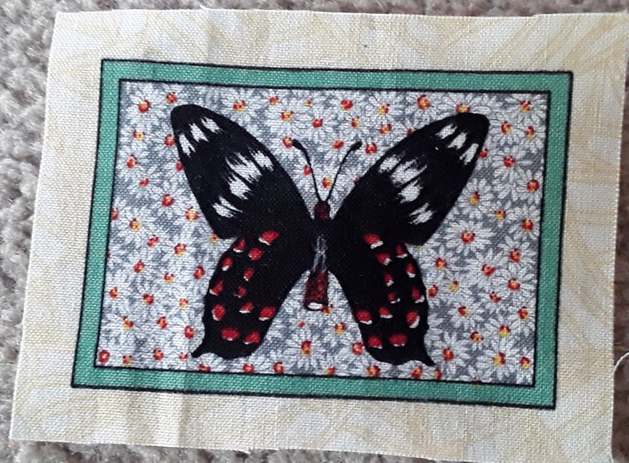 Red,black and white butterfly. 100% cotton fabric