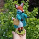  Fox going shopping  - needlefelt fox. Textile art   free postage