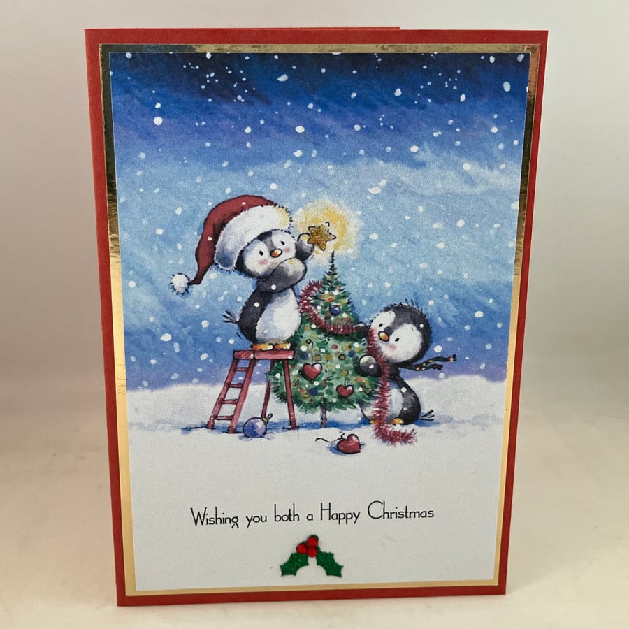Penguin Christmas card - card for couples