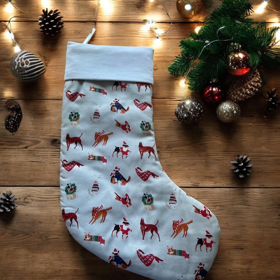 Dog Christmas stocking Grey