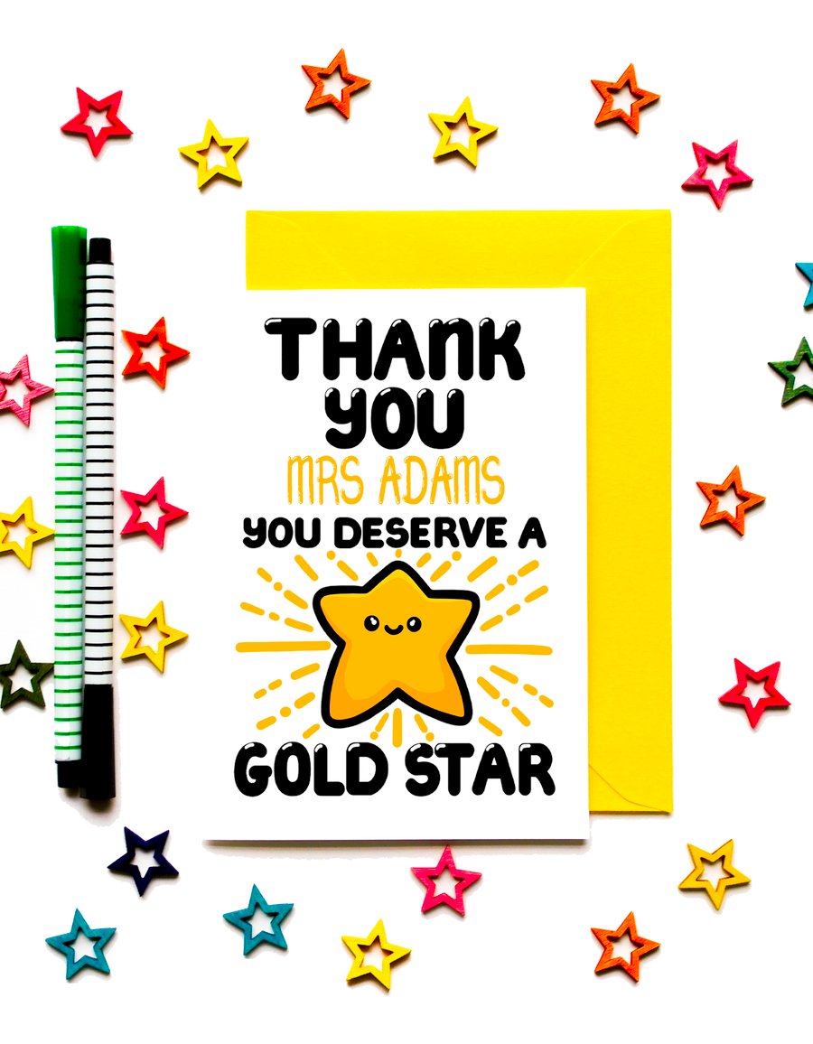 Personalised Thank You Teacher, Nursery Worker, Key Worker Card