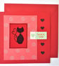 Black cat cross stitch card with "Love you" wording - Image 4