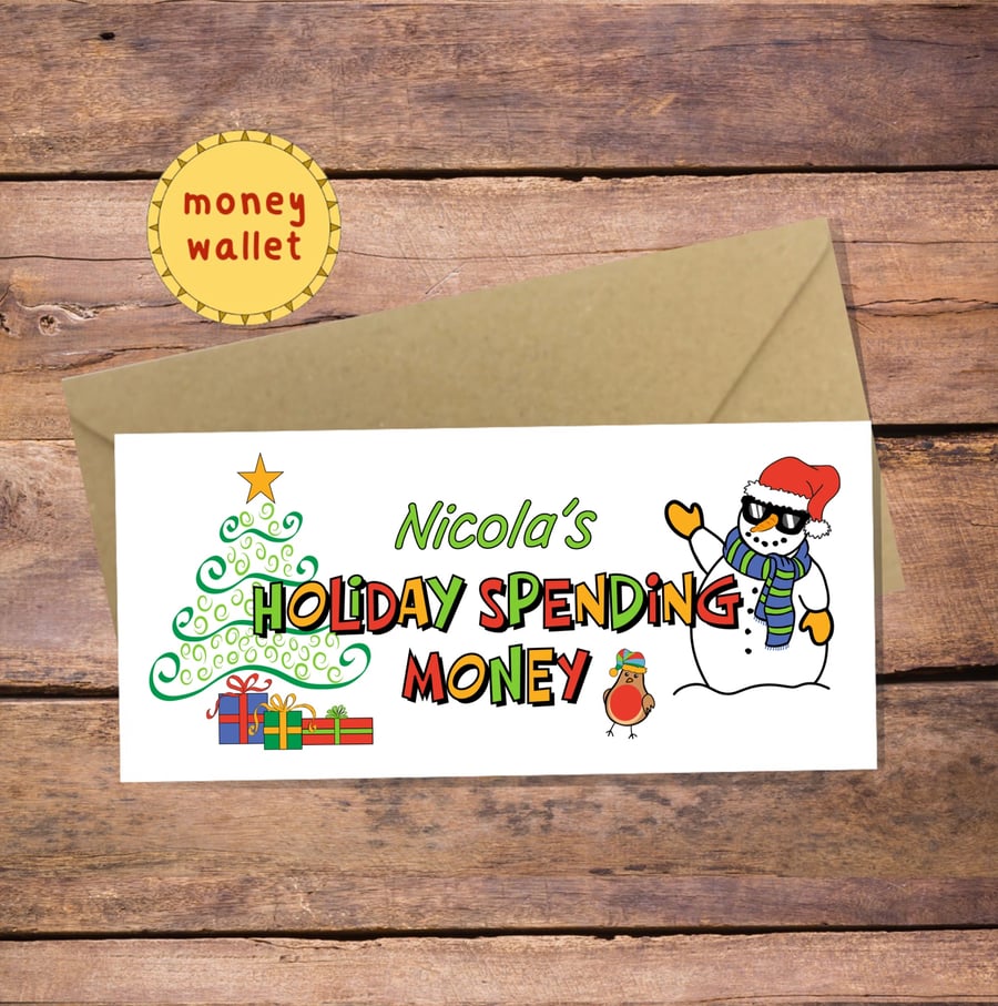 Christmas Holiday Spending Money Wallet Card - cash gift envelope