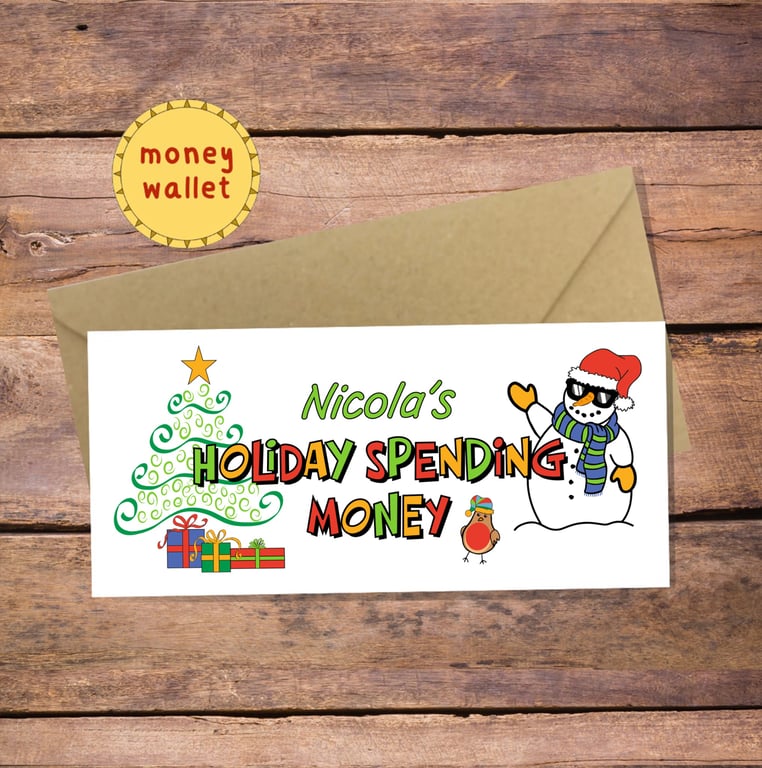 Christmas Holiday Spending Money Wallet Card - cash gift envelope