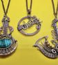 Antique copper Guitar pendant with Malachite - Image 2