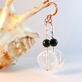 Rock Crystal And Bloodstone Earrings - April Birthstones - Handmade In Devon