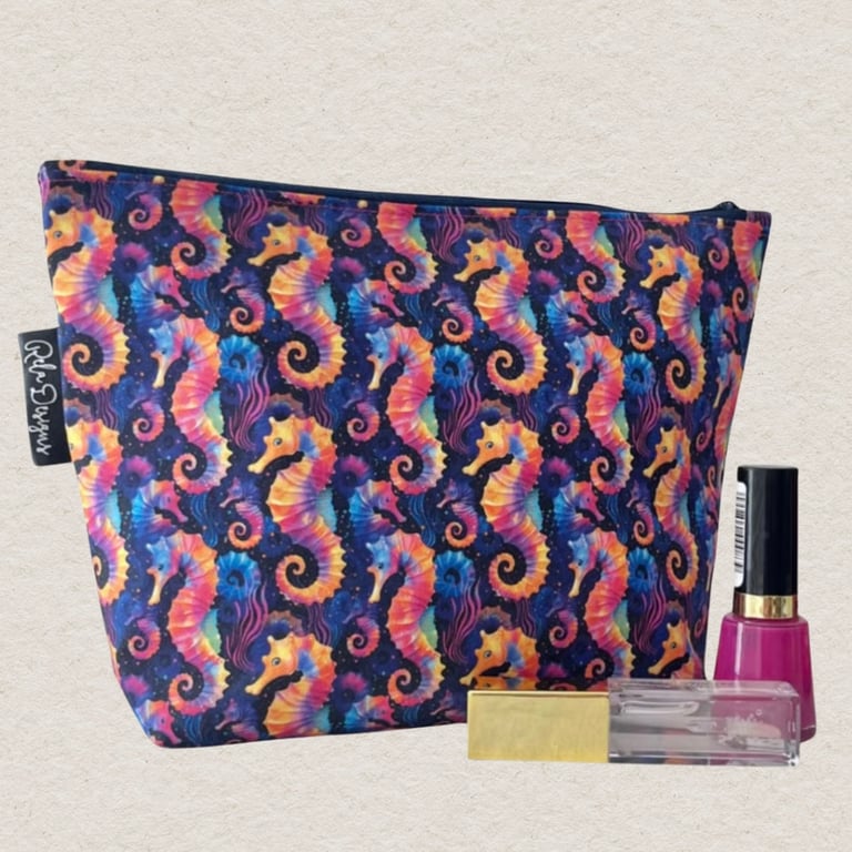 Makeup bags bright seahorses