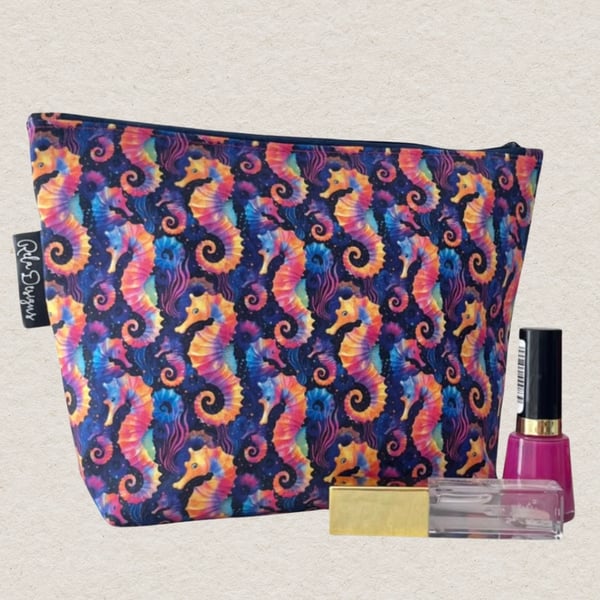 Makeup bags bright seahorses